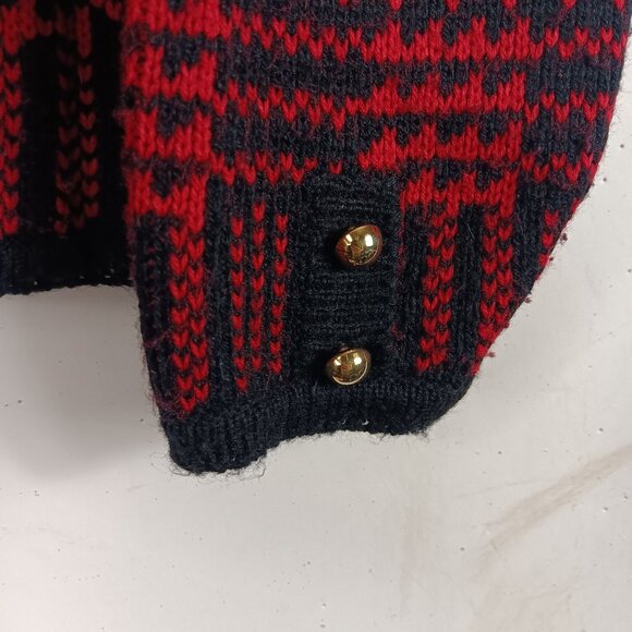 Vintage Stonecanyon By Segue Womens Plaid Knit Cardigan Sweater Medium Red/Black - Picture 5 of 6